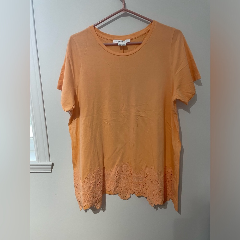 Orange Lace Hem Women's Top